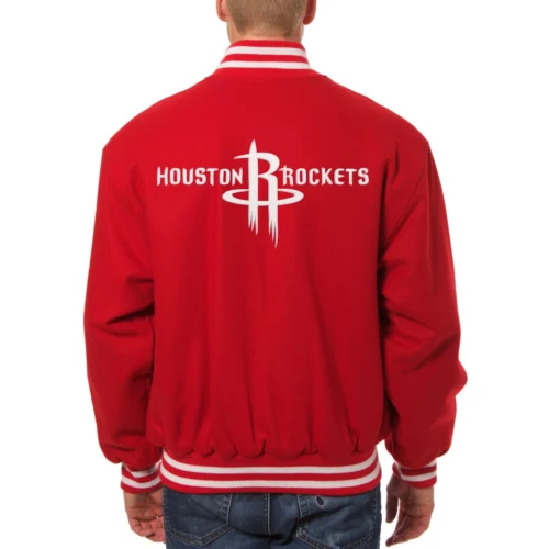Alternative view of Houston Rockets Red One Color Full Wool Varsity Jacket