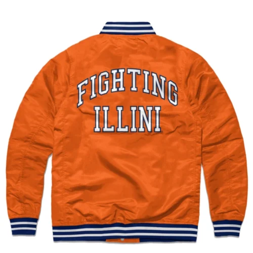 Alternative view of Illinois Fighting Illini Vintage Logo Satin Varsity Jacket - Orange