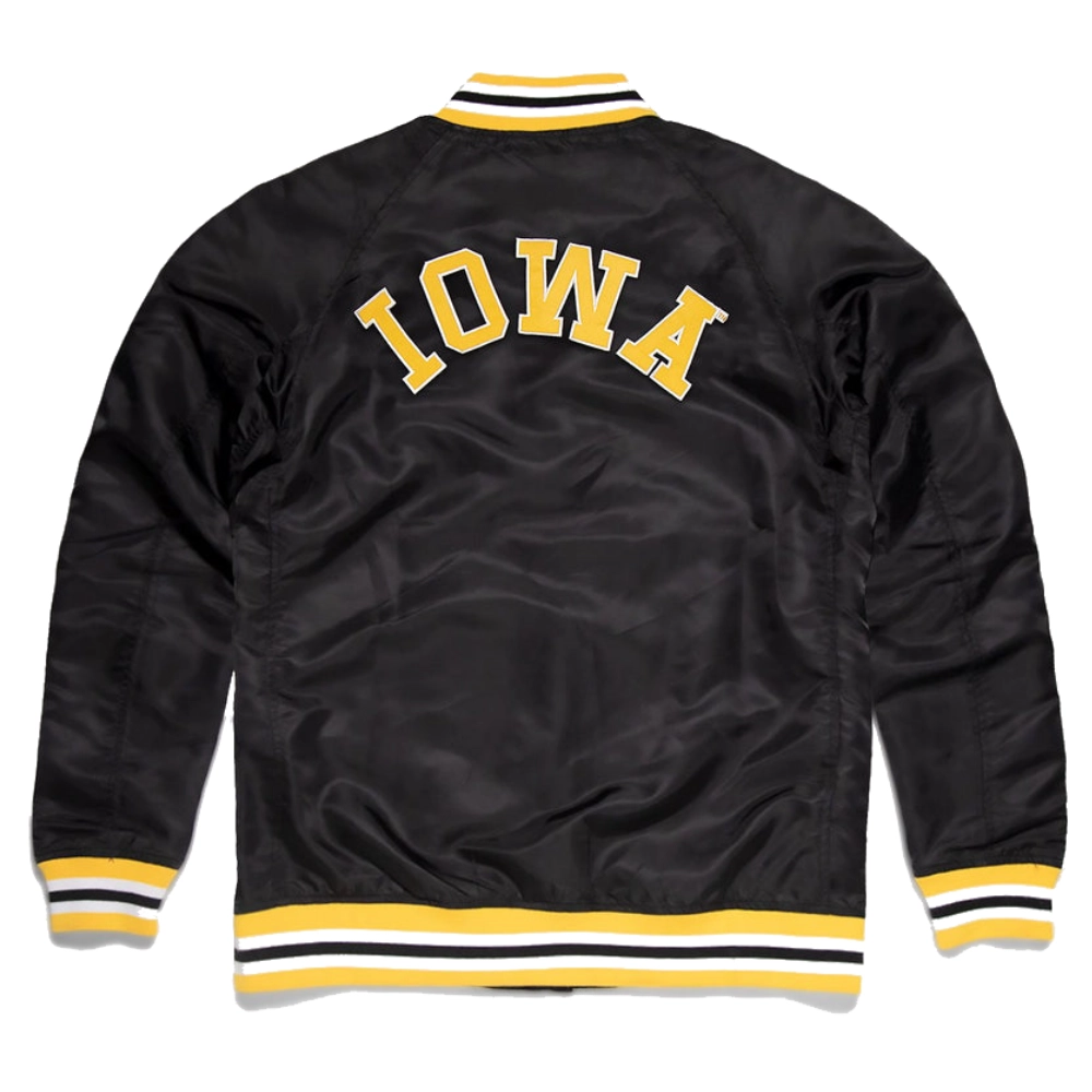 Iowa Hawkeyes Logo Full-Snap Satin Varsity Jacket - Black - Image 2