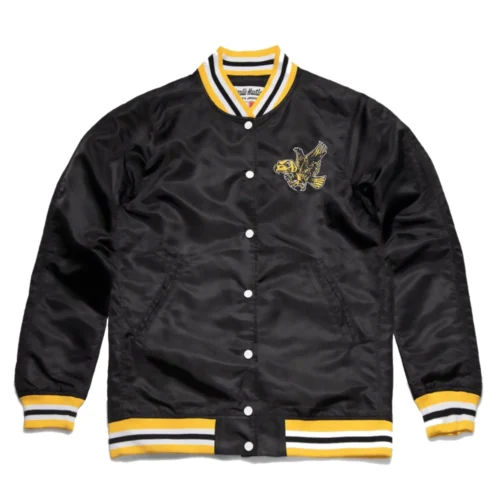 Iowa Hawkeyes Logo Full-Snap Satin Varsity Jacket - Black
