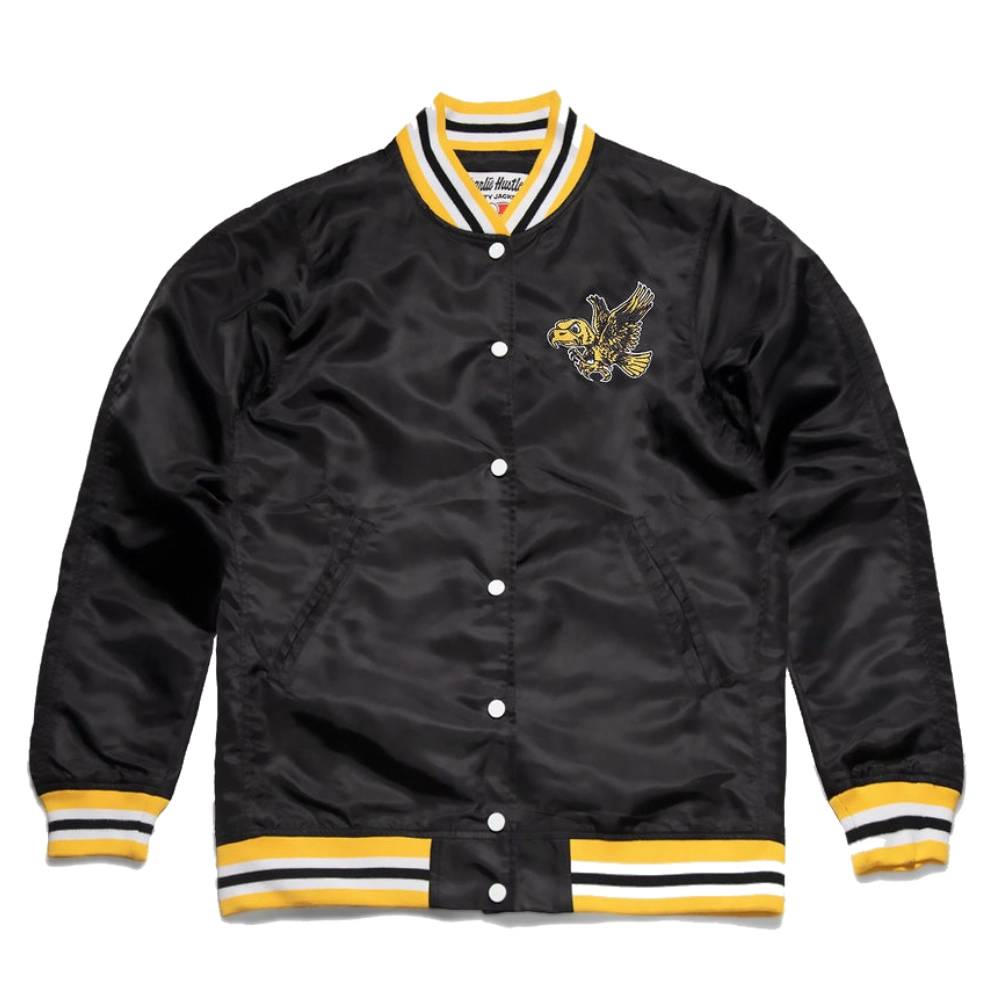Iowa Hawkeyes Logo Full-Snap Satin Varsity Jacket - Black
