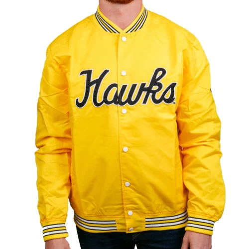 Alternative view of Iowa Hawkeyes Full-Snap Vintage Yellow Bomber Varsity Jacket