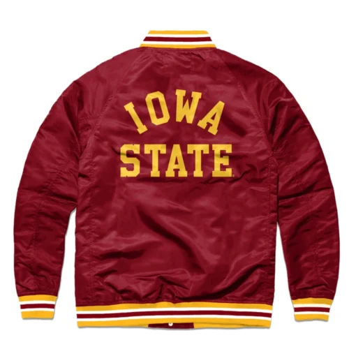 Alternative view of Iowa State Cyclones Logo Full-Snap Satin Varsity Jacket - Red