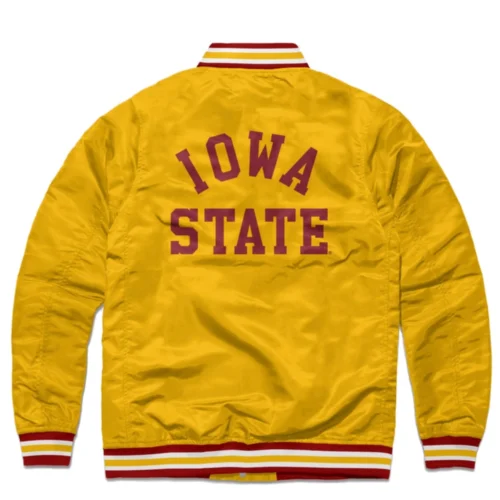 Alternative view of Iowa State Cyclones Logo Full-Snap Satin Varsity Jacket - Yellow