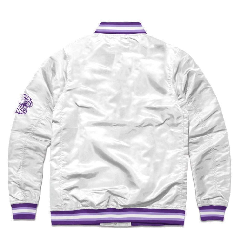 Kansas State Wildcats Script Full-Snap Satin Varsity Jacket - White - Image 2