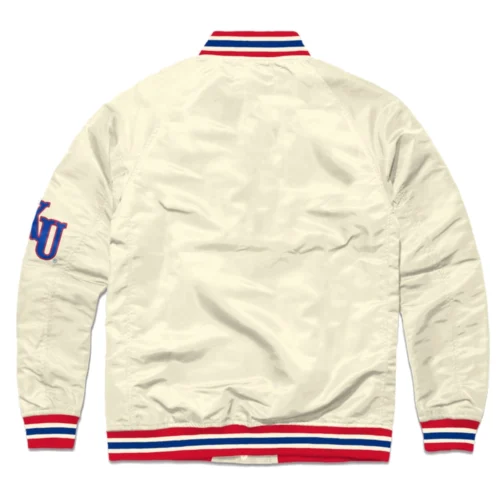 Alternative view of Kansas State Wildcats Font Full-Snap Satin Bomber Varsity Jacket - Cream