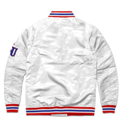 Alternative view of Kansas State Wildcats Font Full-Snap Satin Bomber Varsity Jacket - White