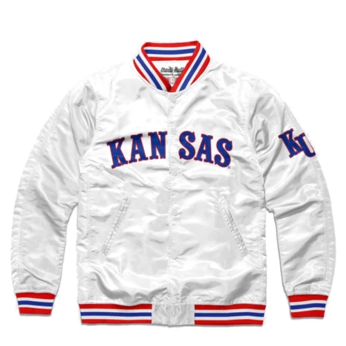 Kansas State Wildcats Font Full-Snap Satin Bomber Varsity Jacket - White