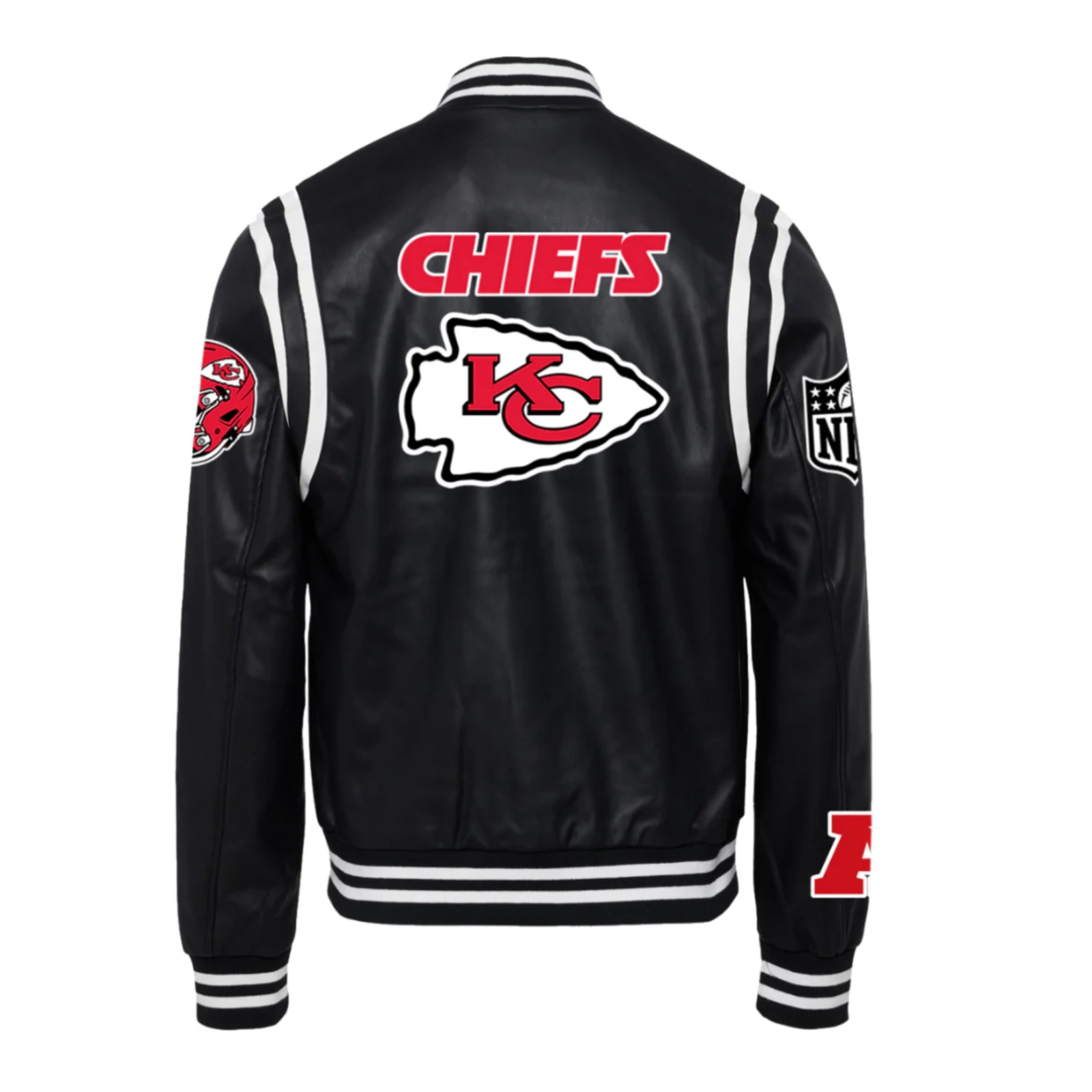 Kansas City Chiefs Black Full Leather Varsity Jacket - Image 2