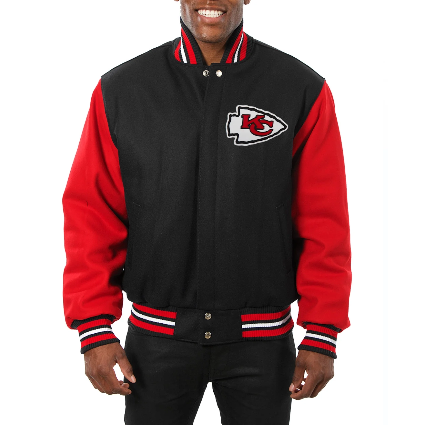 Kansas City Chiefs Handmade Two Tone Black/Red Wool Varsity Jacket