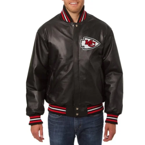 Kansas City Chiefs Black Full Leather Varsity Jacket
