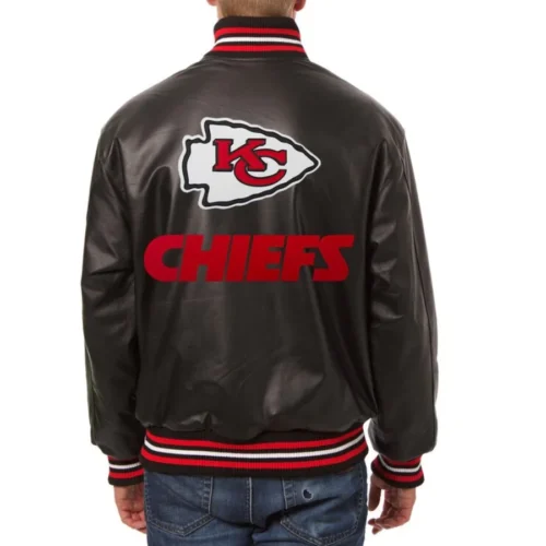 Alternative view of Kansas City Chiefs Black Full  Leather Varsity Jacket