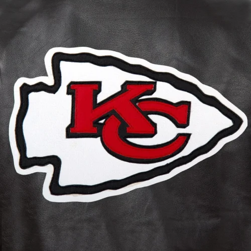 Kansas City Chiefs Black Full  Leather Varsity Jacket - Image 3