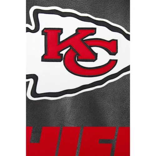 Kansas City Chiefs Black Full  Leather Varsity Jacket - Image 4