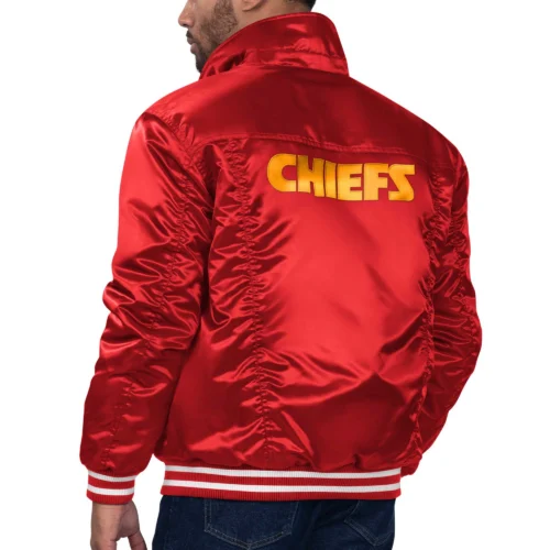 Alternative view of Kansas City Chiefs Silver Tab Trucker Varsity Red Satin Jacket