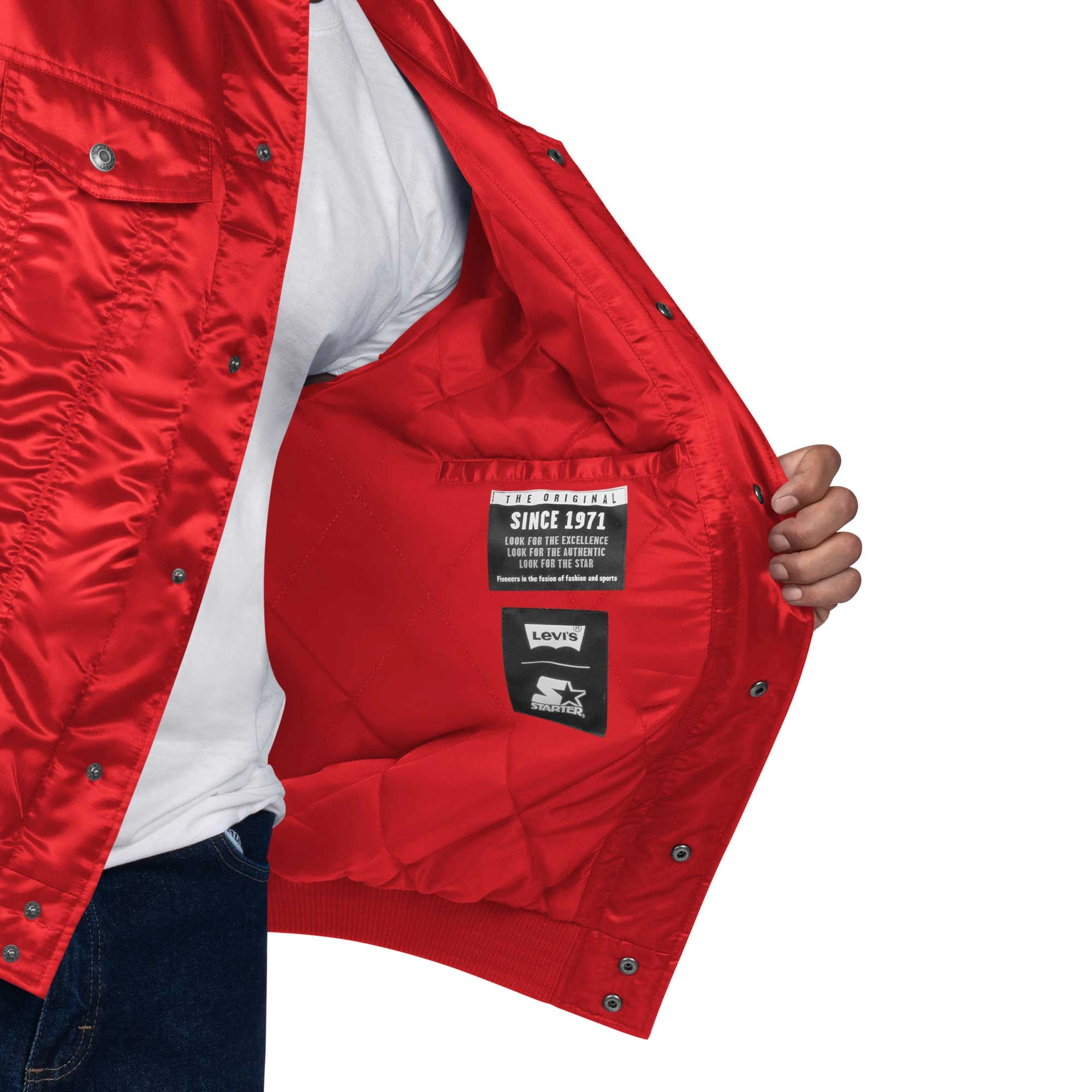 Kansas City Chiefs Silver Tab Trucker Varsity Red Satin Jacket - Image 4