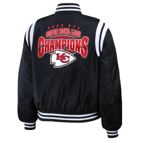 Alternative view of Kansas City Chiefs Super Bowl LVIII Champions Women's Full-Snap Bomber Jacket