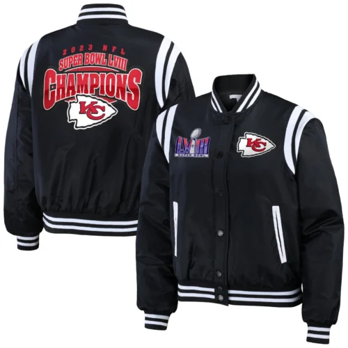 Kansas City Chiefs Super Bowl LVIII Champions Women's Full-Snap Bomber Jacket - Image 3
