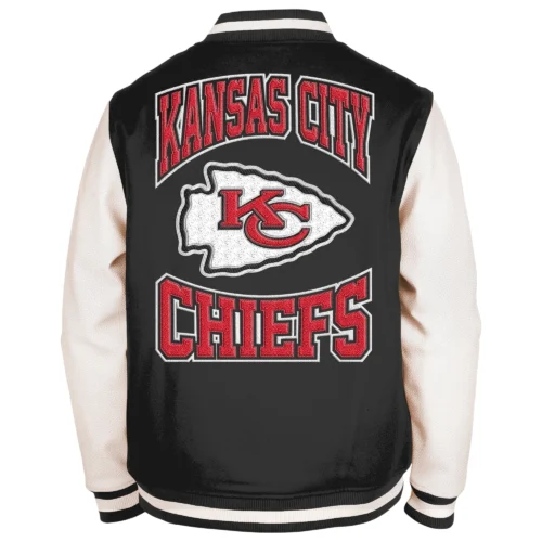 Alternative view of Kansas City Chiefs Third Down 2.0 Full-Snap Black/White Varsity Jacket