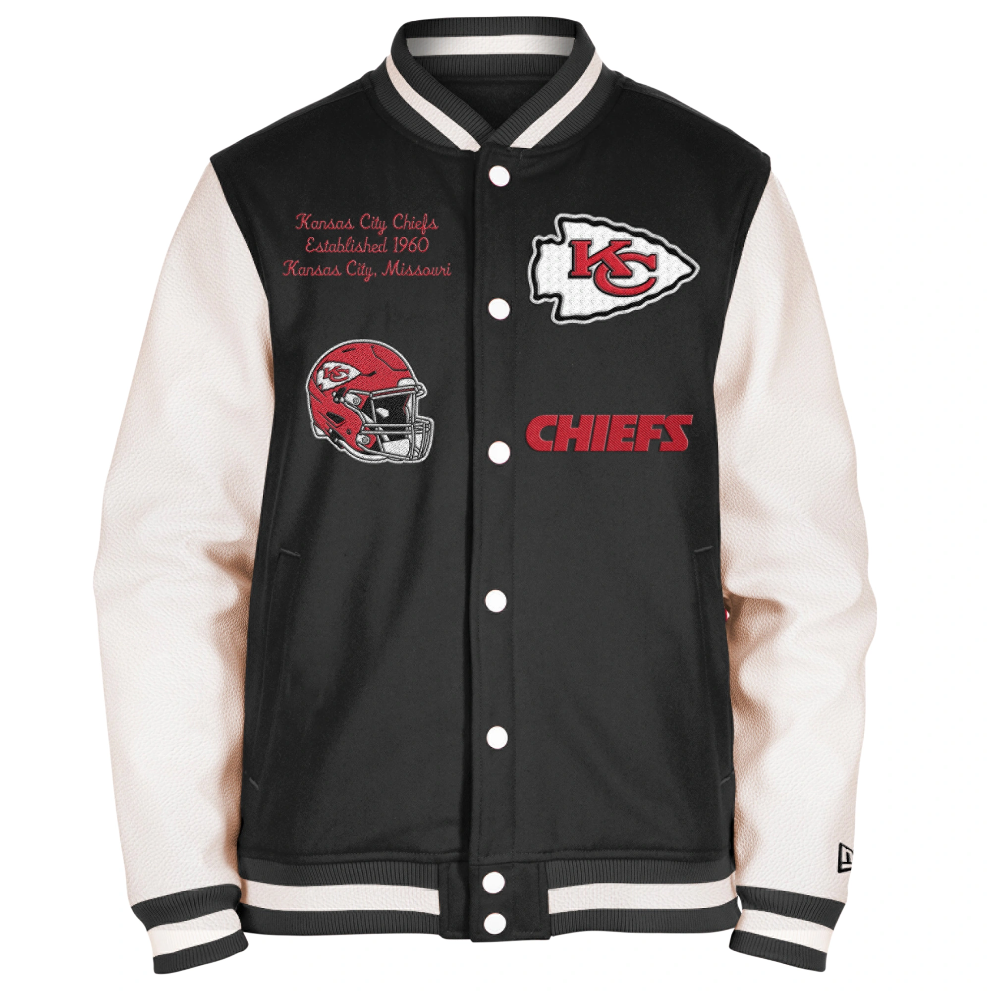 Kansas City Chiefs Third Down 2.0 Full-Snap Black/White Varsity Jacket
