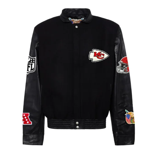 Kansas City Chiefs Black Wool & Leather Varsity Jacket