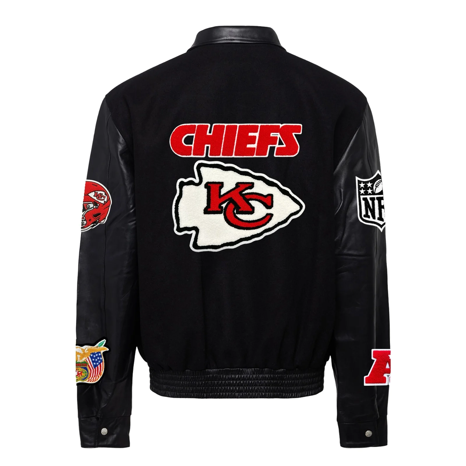 Kansas City Chiefs Black Wool & Leather Varsity Jacket - Image 2