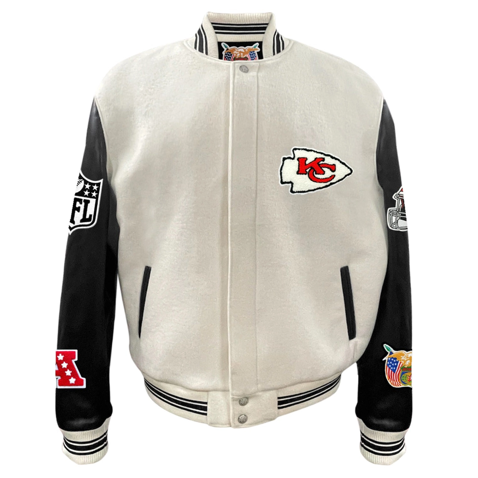 Kansas City Chiefs Off-White Wool & Leather Varsity Jacket