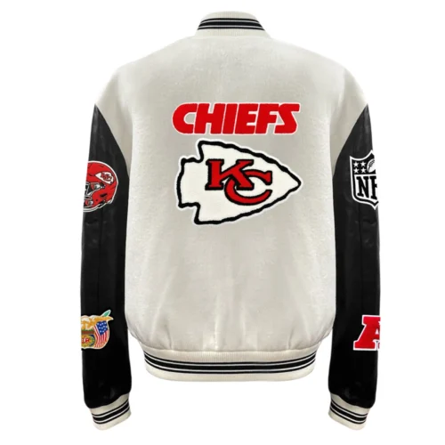 Alternative view of Kansas City Chiefs Off-White Wool & Leather Varsity Jacket