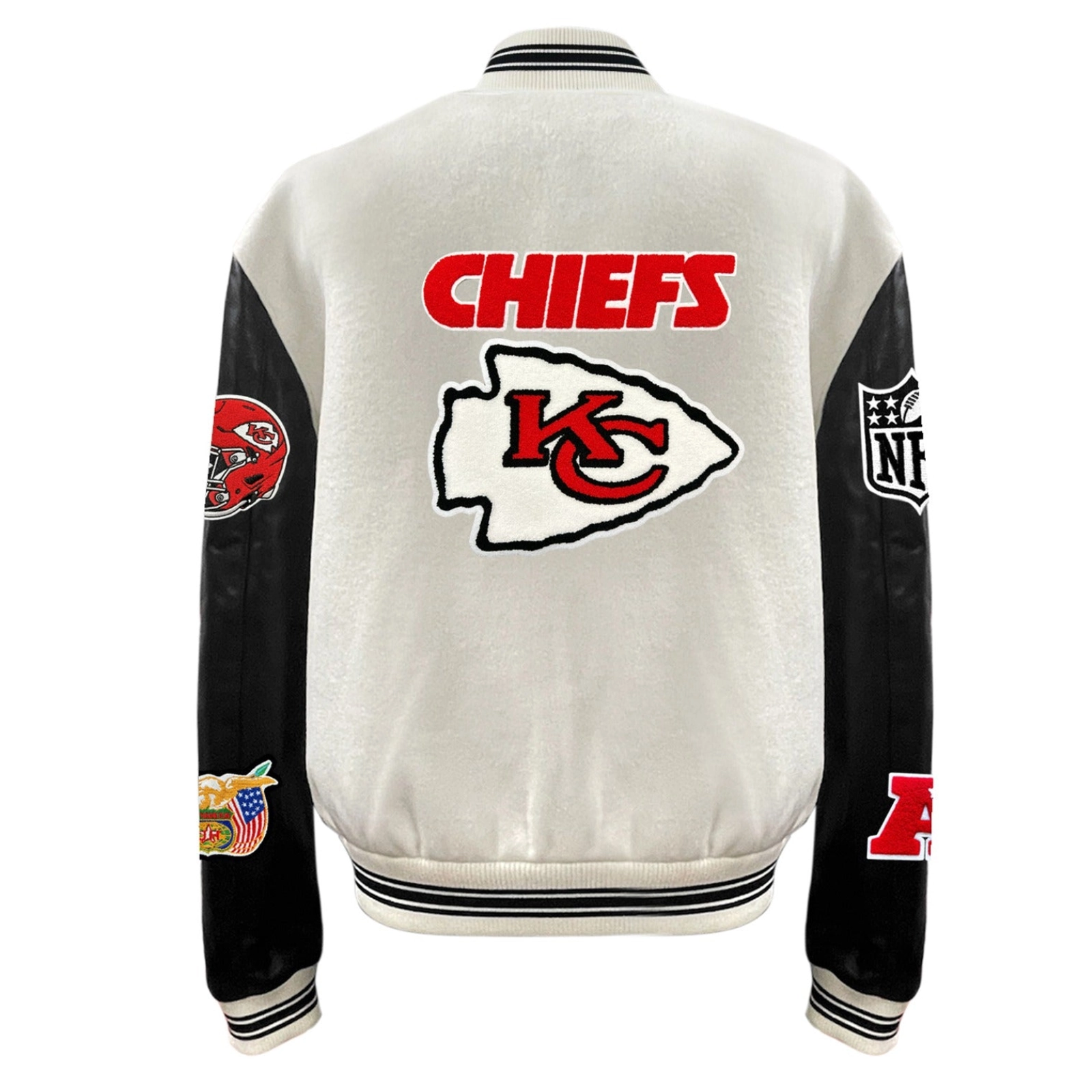 Kansas City Chiefs Off-White Wool & Leather Varsity Jacket - Image 2