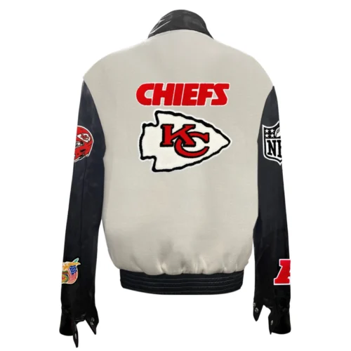 Alternative view of Kansas City Chiefs Off-White Wool & Leather White/Black Varsity Jacket