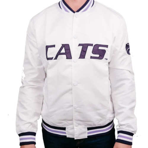 Kansas State Wildcats White Satin Bomber Varsity Jacket - Image 3