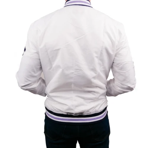 Kansas State Wildcats White Satin Bomber Varsity Jacket - Image 4