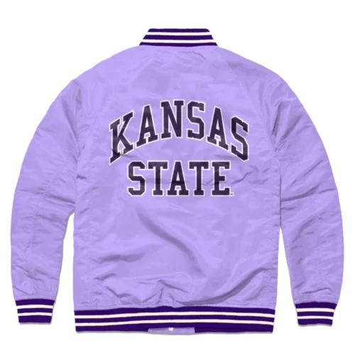Alternative view of Kansas State Wildcats Lavender Logo Full-Snap Satin Varsity Jacket