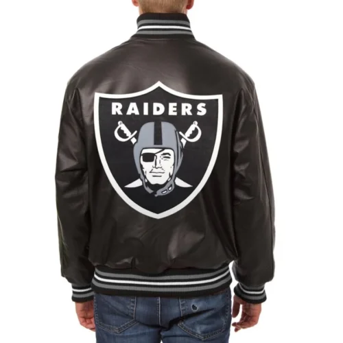Alternative view of Las Vegas Raiders Full Leather Varsity Jacket