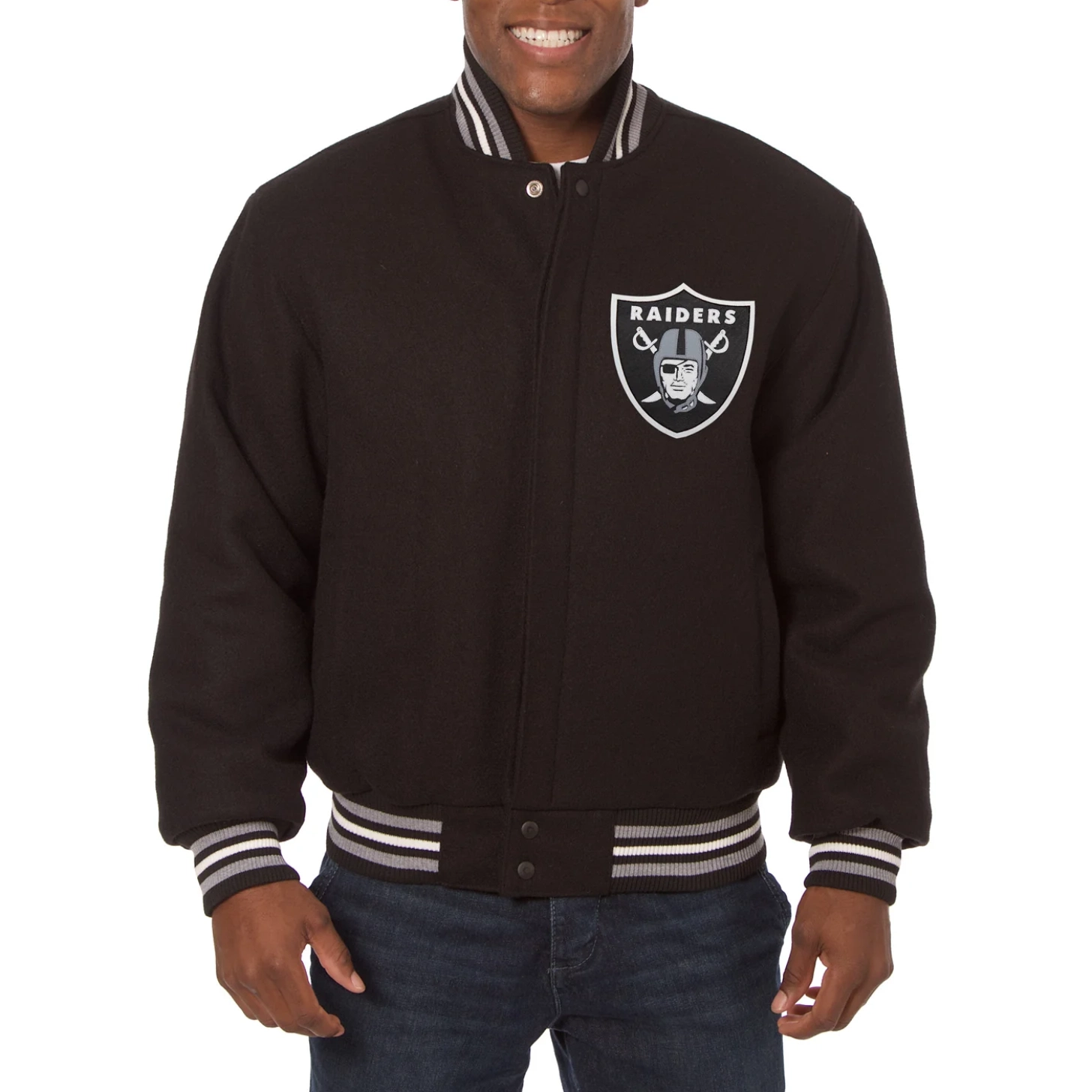 Las Vegas Raiders One Color Black Full Wool Jacket