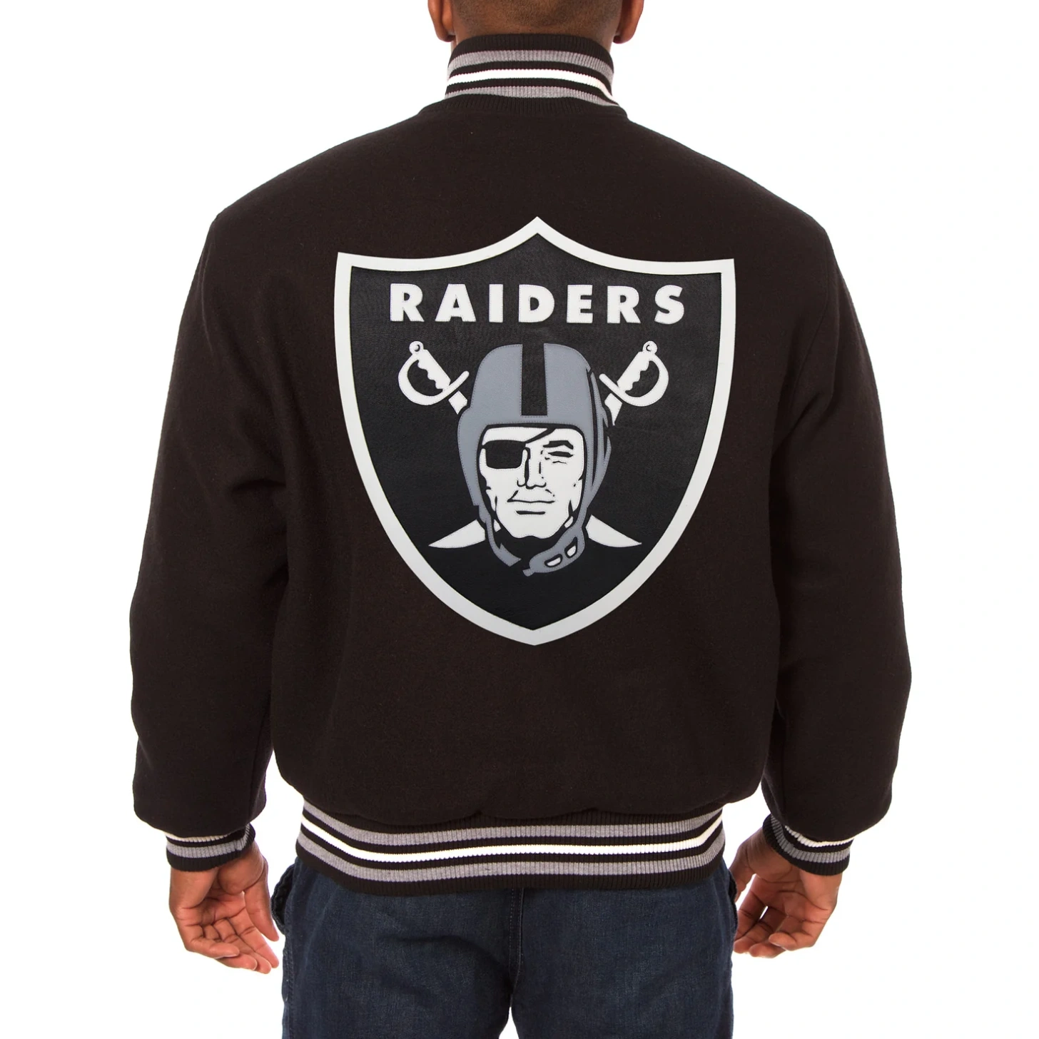Las Vegas Raiders One Color Black Full Wool Jacket - Image 2