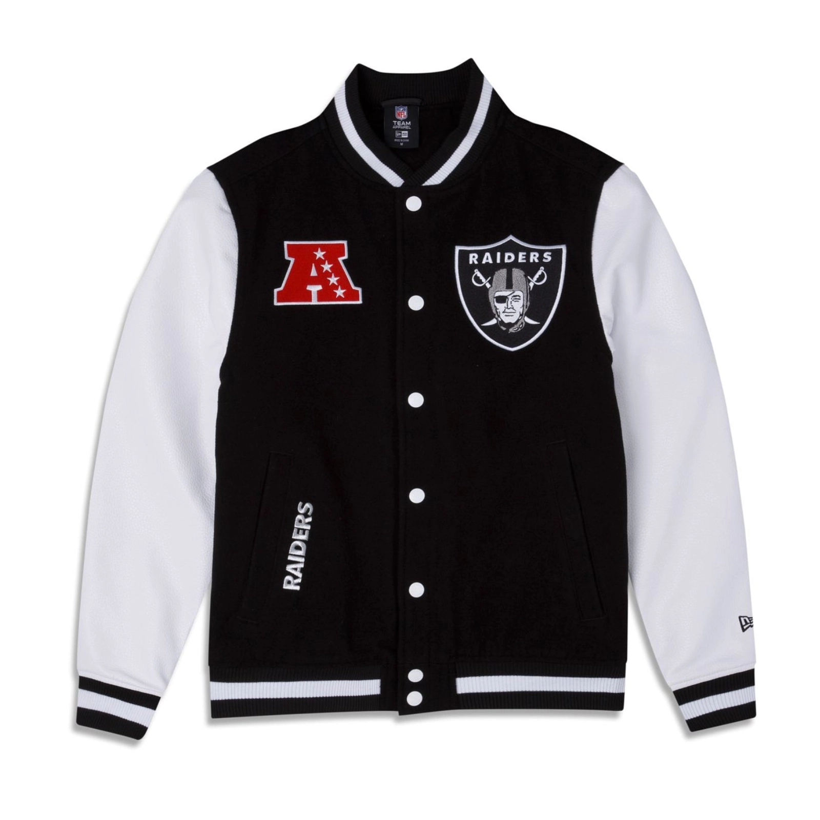 Las Vegas Raiders Third Down Full-Snap Black/White Satin Varsity Jacket -