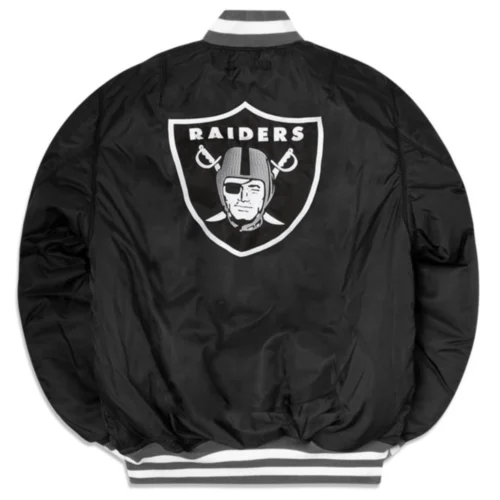 Alternative view of Las Vegas Raiders  Ma-1 Black Bomber Varsity Jacket