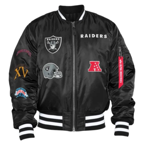 Las Vegas Raiders Ma-1 Black Bomber Varsity Jacket