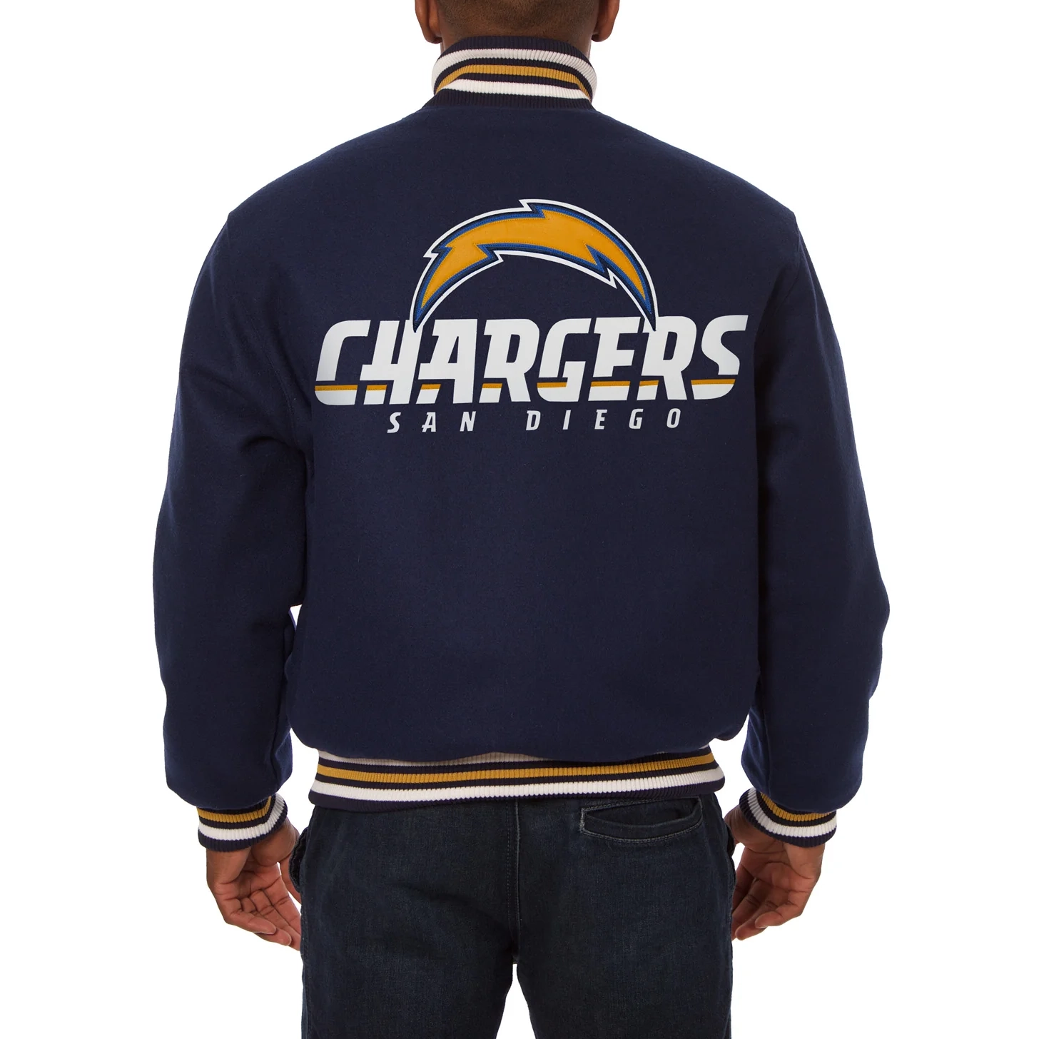Los Angeles Chargers One ColorNavy Full Wool Varsity Jacket - Image 2