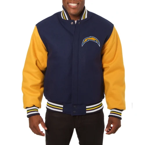 Los Angeles Chargers Two Tone Navy/Yellow Wool Varsity Jacket