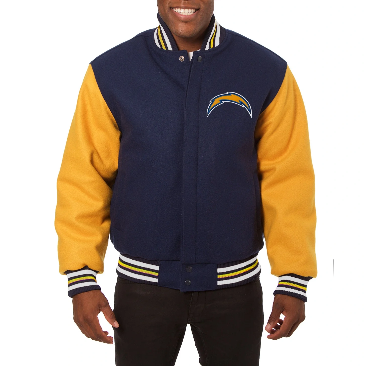 Los Angeles Chargers Two Tone Navy/Yellow Wool Varsity Jacket