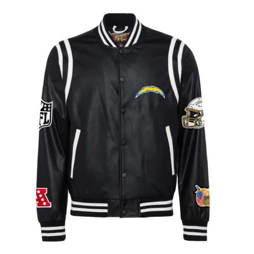 Los Angeles Chargers Black Full Leather Varsity Jacket