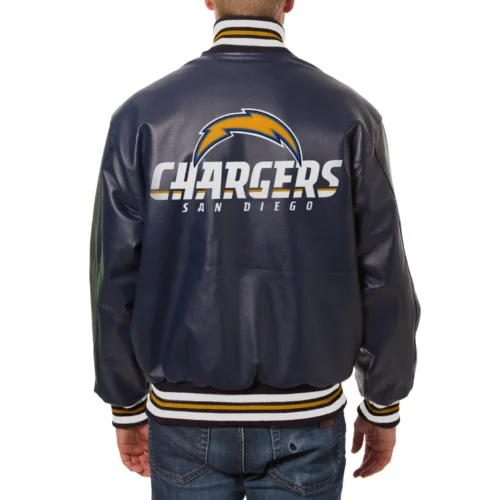 Alternative view of Los Angeles Chargers Real Full Leather Varsity Jacket