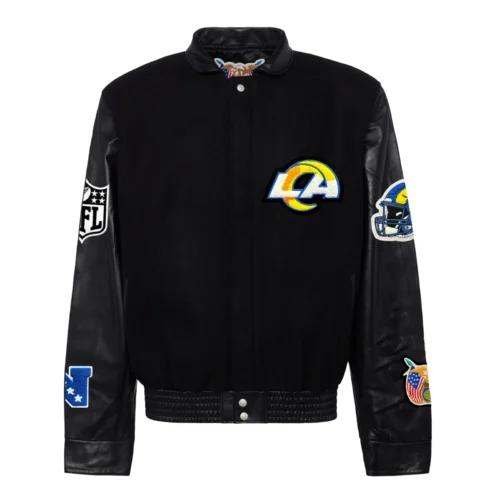 Los Angeles Rams Jeff Hamilton Black Wool & Leather Varsity Jacket