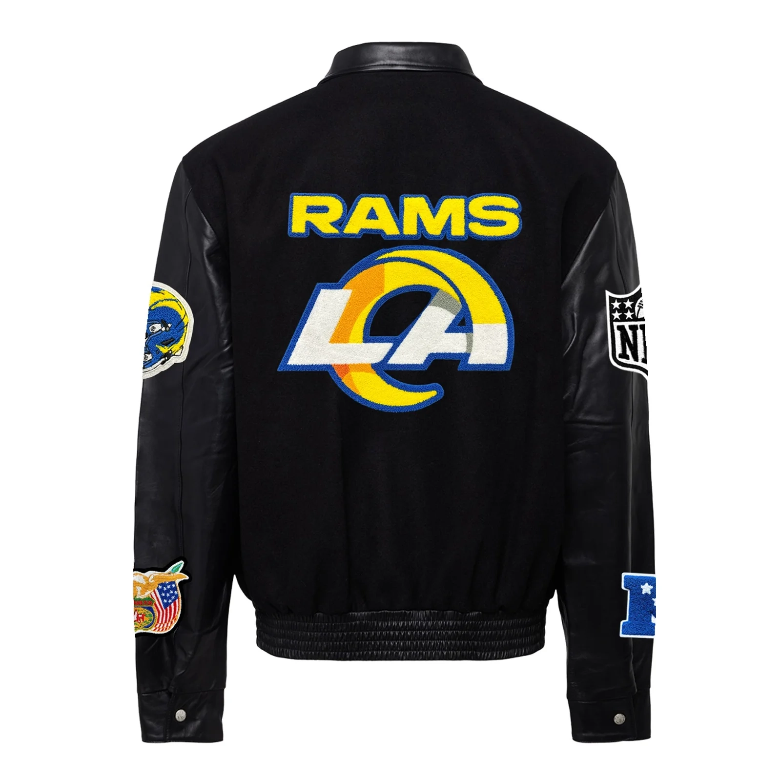 Los Angeles Rams Jeff Hamilton Black Wool & Leather Varsity Jacket - Image 2