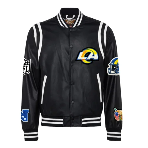 Los Angeles Rams Black Full Leather Varsity Jacket