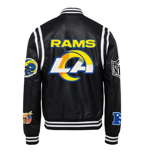 Alternative view of Los Angeles Rams Black Full Leather  Varsity Jacket