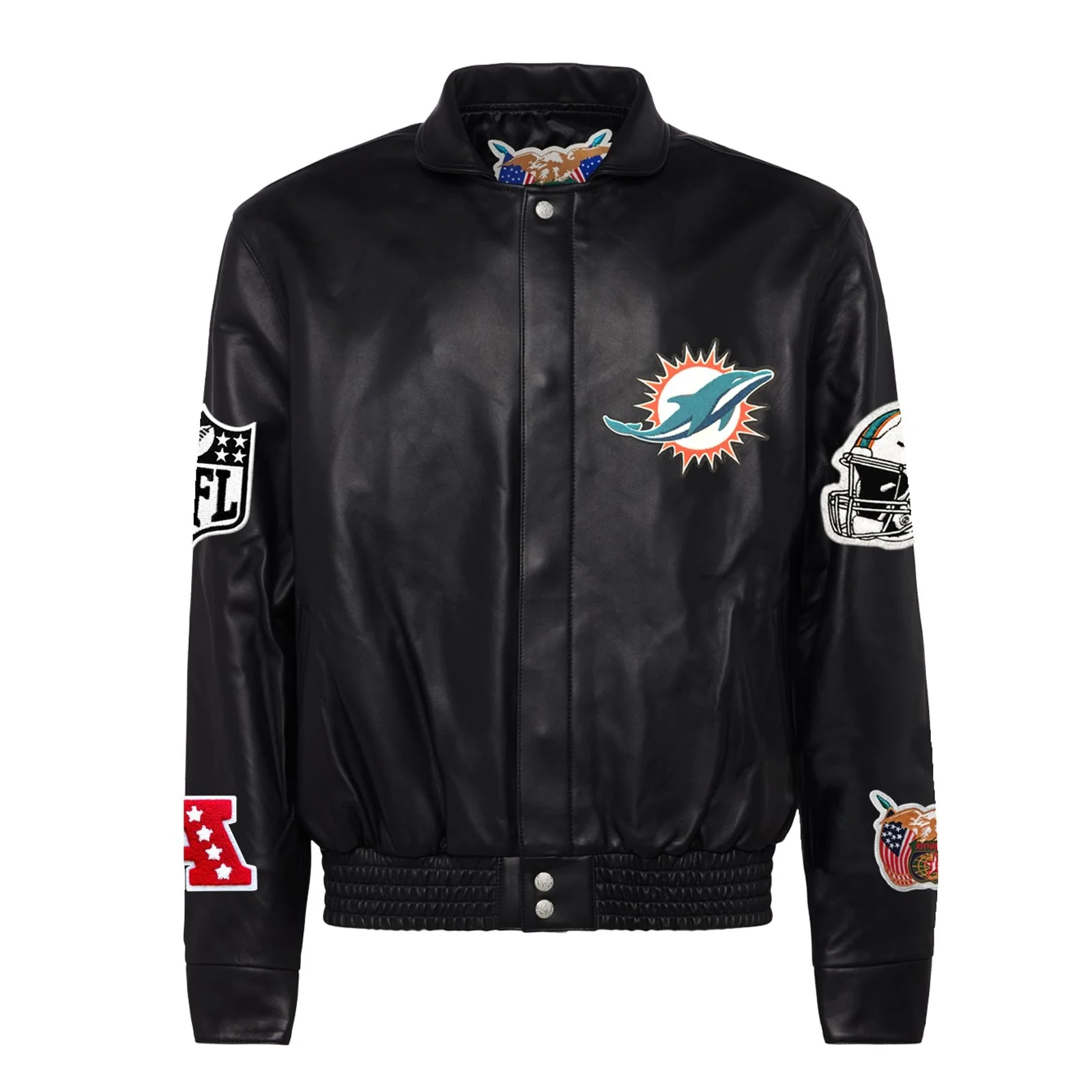 Miami Dolphins Jeff Hamilton Black Full Leather Jacket