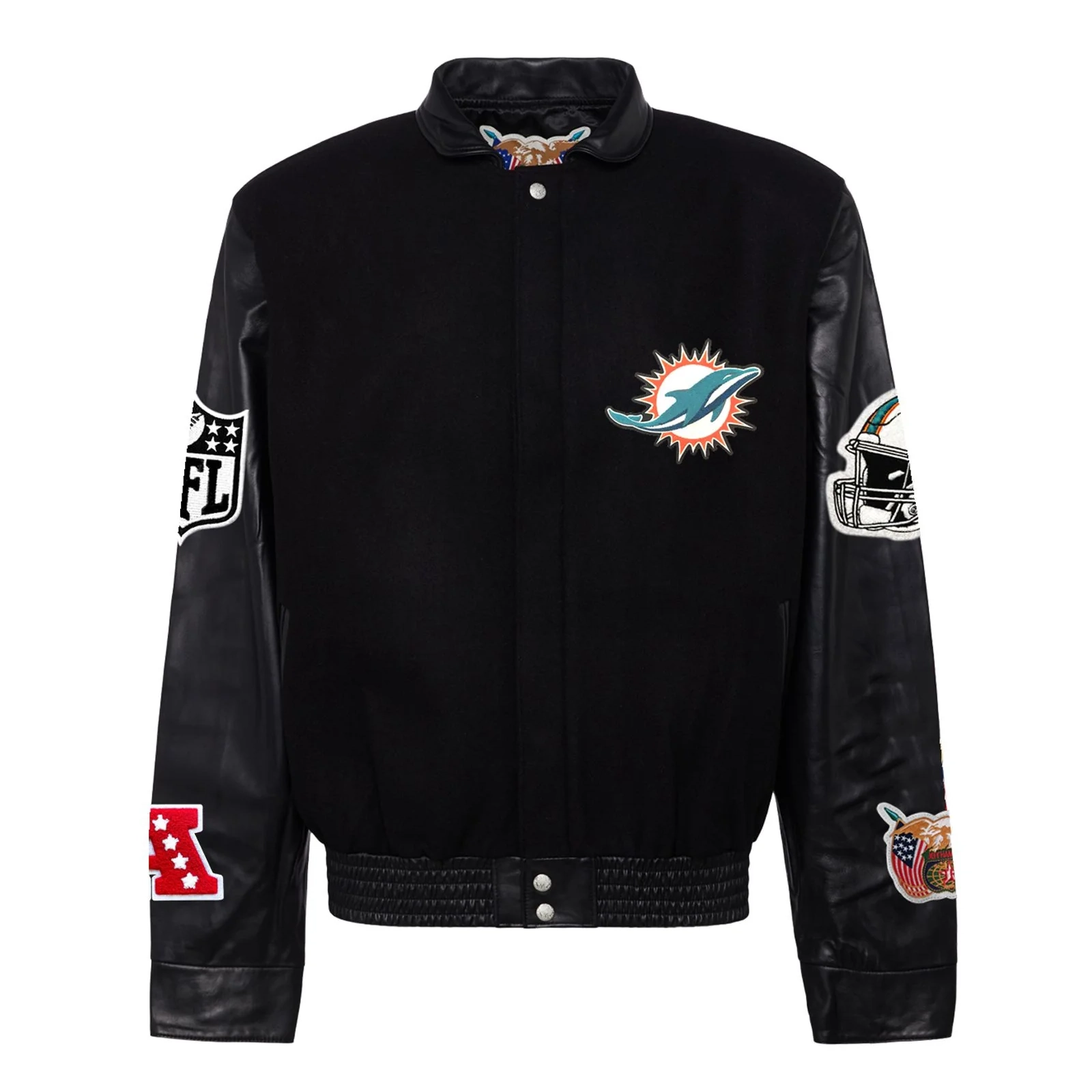 Miami Dolphins Jeff Hamilton Black Wool & Leather Varsity Jacket